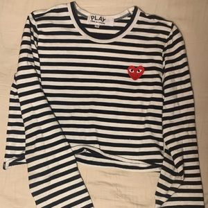 CDG Heart striped cropped long sleeve!